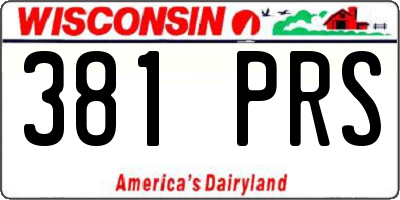 WI license plate 381PRS