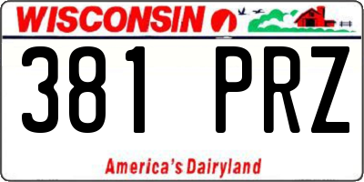 WI license plate 381PRZ