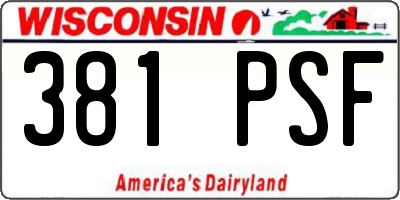 WI license plate 381PSF
