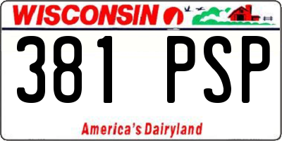 WI license plate 381PSP
