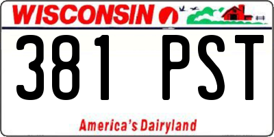 WI license plate 381PST