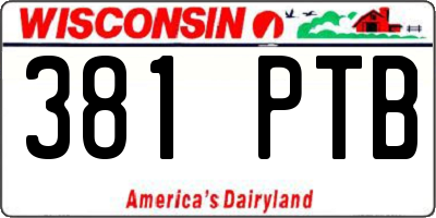 WI license plate 381PTB