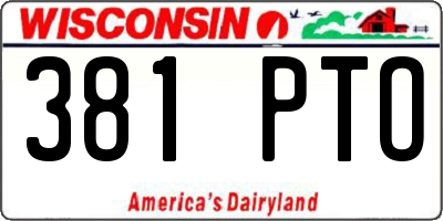 WI license plate 381PTO