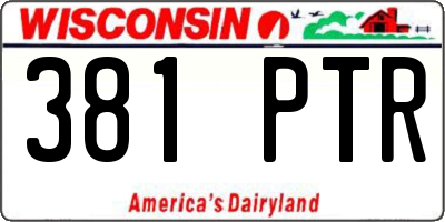 WI license plate 381PTR