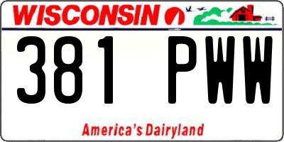 WI license plate 381PWW