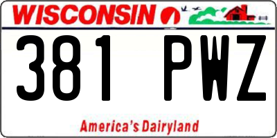 WI license plate 381PWZ