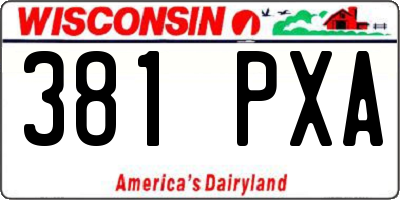 WI license plate 381PXA