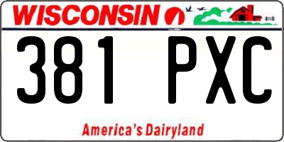 WI license plate 381PXC