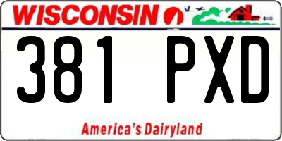 WI license plate 381PXD
