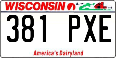 WI license plate 381PXE