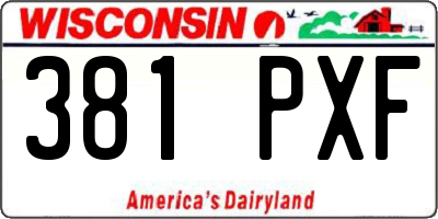 WI license plate 381PXF