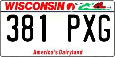 WI license plate 381PXG