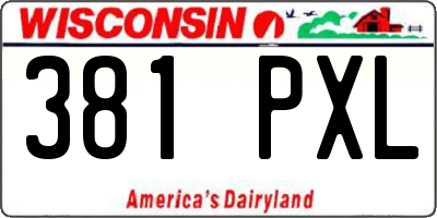 WI license plate 381PXL