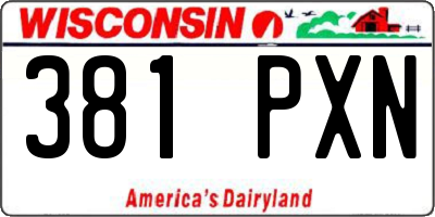 WI license plate 381PXN