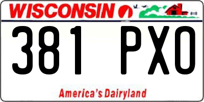 WI license plate 381PXO