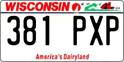 WI license plate 381PXP