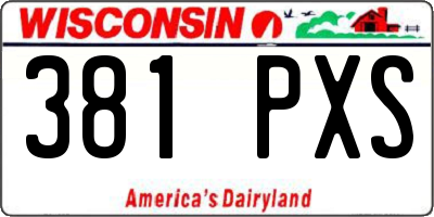 WI license plate 381PXS