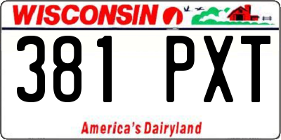 WI license plate 381PXT