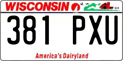 WI license plate 381PXU