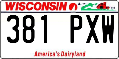 WI license plate 381PXW