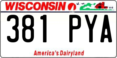 WI license plate 381PYA