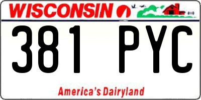 WI license plate 381PYC