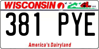 WI license plate 381PYE