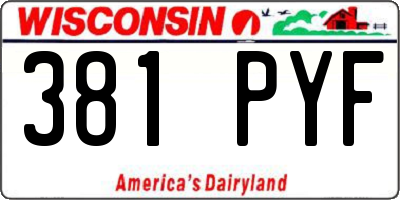 WI license plate 381PYF