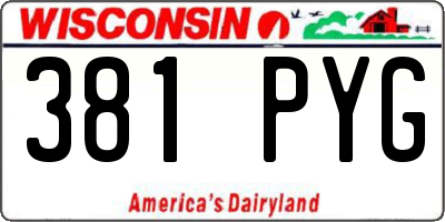WI license plate 381PYG