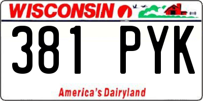 WI license plate 381PYK