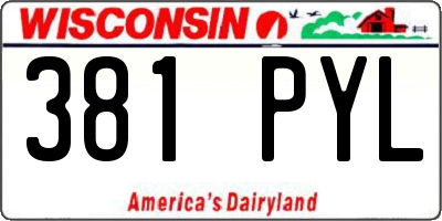 WI license plate 381PYL