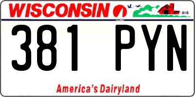 WI license plate 381PYN