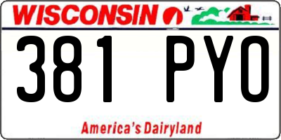 WI license plate 381PYO