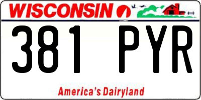 WI license plate 381PYR