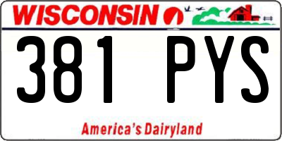 WI license plate 381PYS