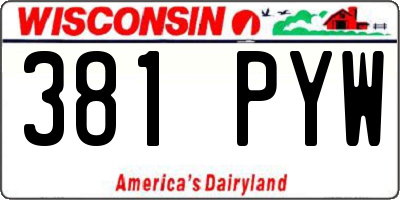 WI license plate 381PYW