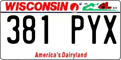 WI license plate 381PYX
