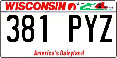 WI license plate 381PYZ