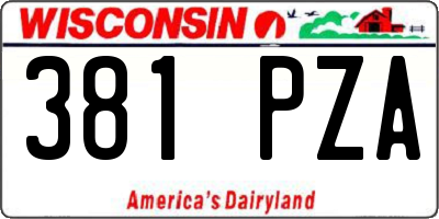 WI license plate 381PZA