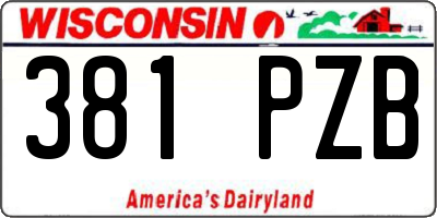 WI license plate 381PZB