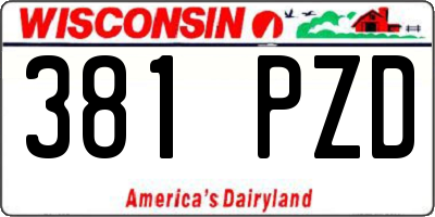 WI license plate 381PZD
