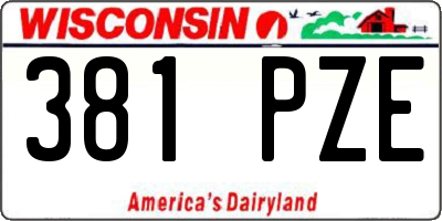 WI license plate 381PZE