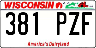 WI license plate 381PZF