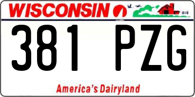WI license plate 381PZG