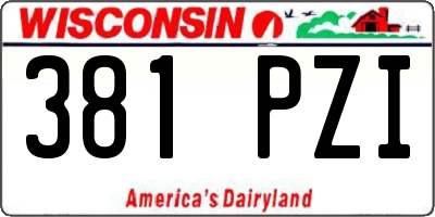 WI license plate 381PZI