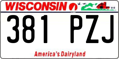 WI license plate 381PZJ