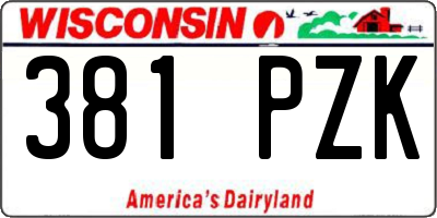 WI license plate 381PZK