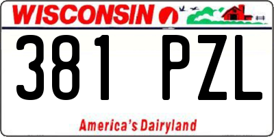 WI license plate 381PZL