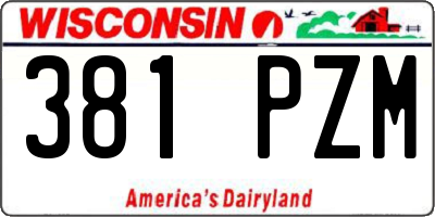 WI license plate 381PZM