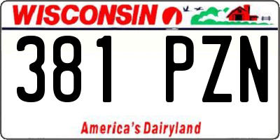 WI license plate 381PZN